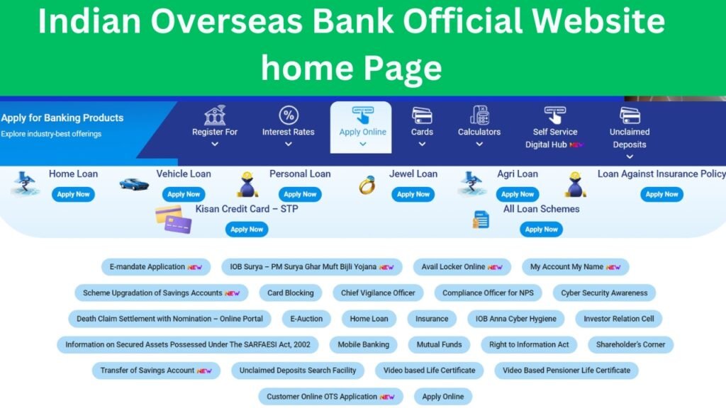 Indian Overseas Bank Official Website home Page