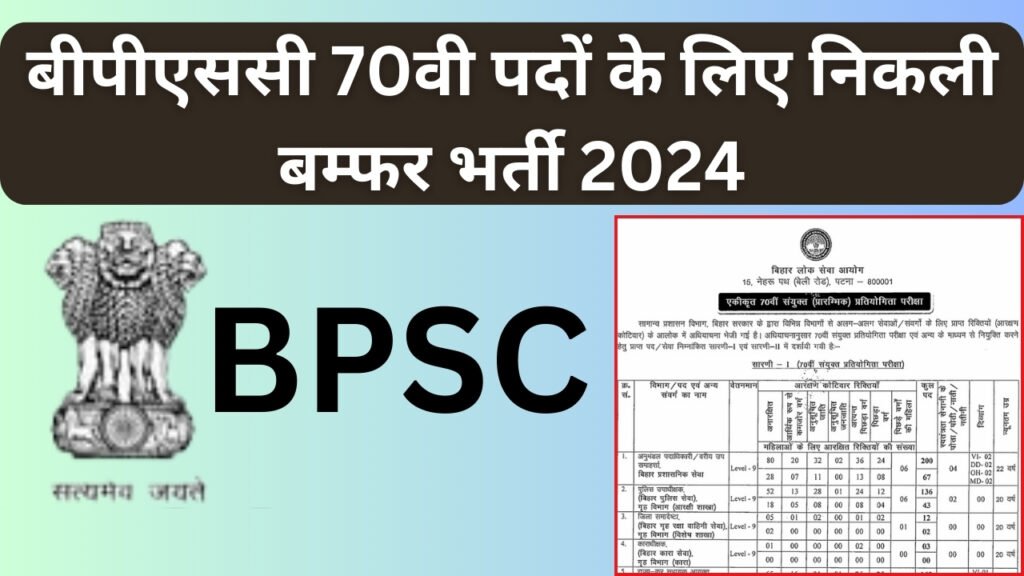 BPSC 70th Recruitment 2024