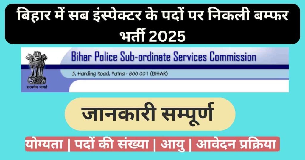 Bihar Enforcement SI Recruitment 2025