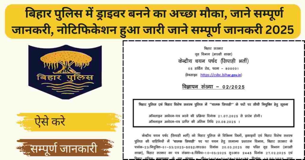 Bihar Police CSBC Driver Recruitment 2025