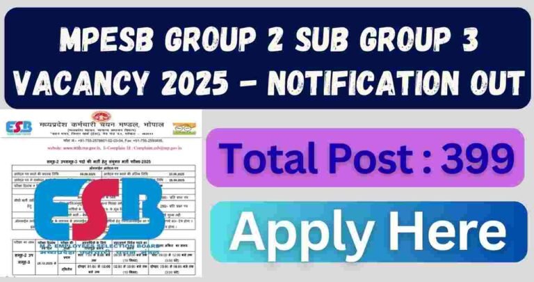 MPESB Group 2 Sub Group 3 Recruitment 2025